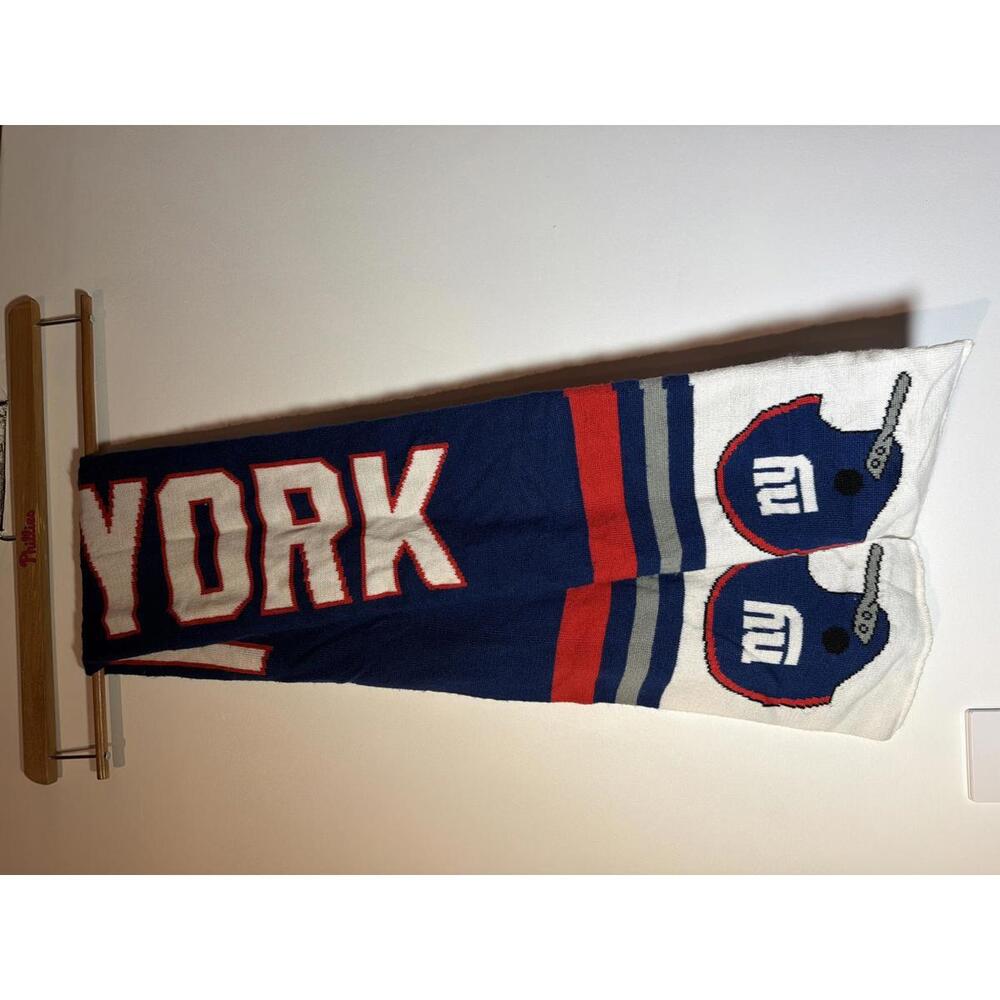 New York Giants NFL Knit‎ Scarf Blue Red White Team Logo Winter Fan Gear